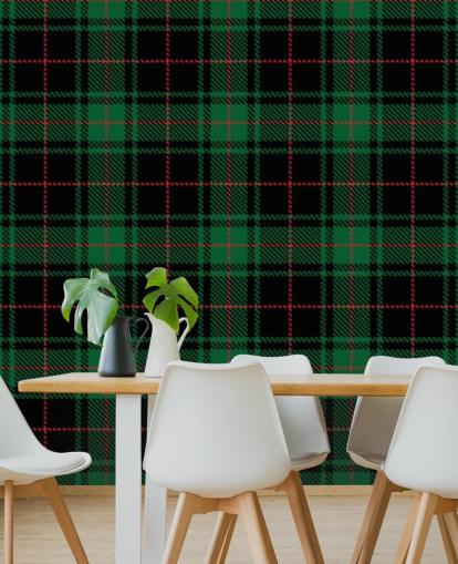 grønn og rød tartan tapet
