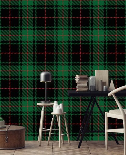 grüne und rote Tartan-Tapete