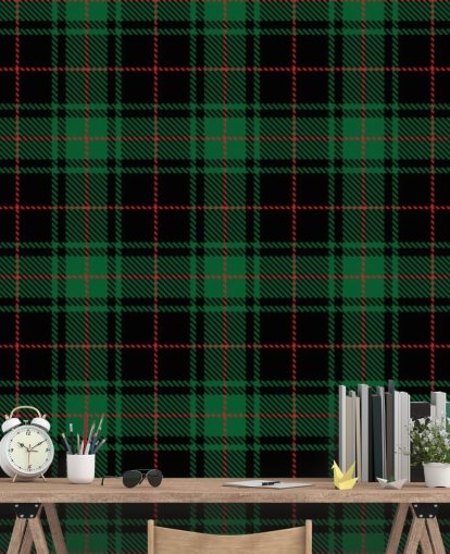 groen en rood tartan behang