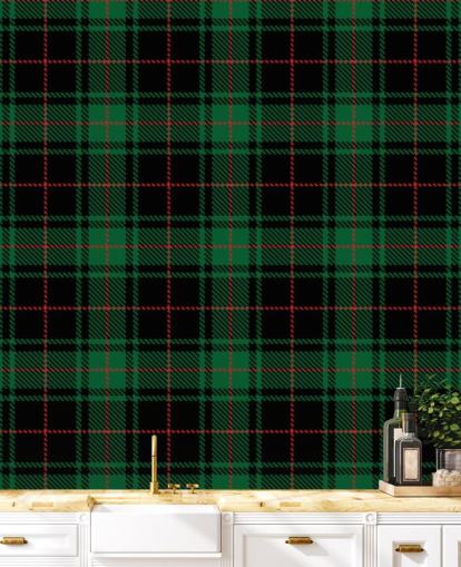 grön och röd tartan tapet
