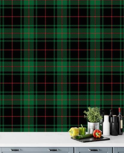 papel de parede tartan verde e vermelho