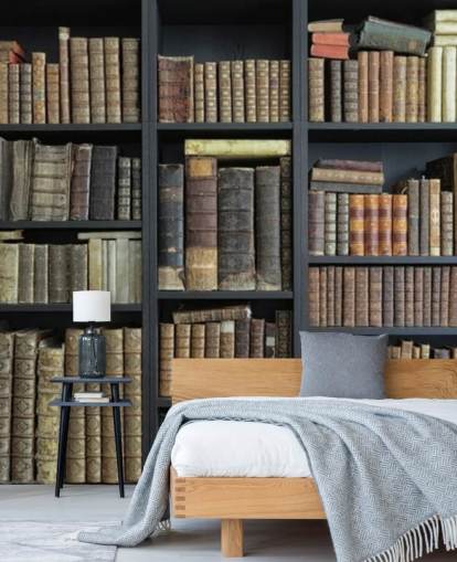 Vintage-Bücher in Regalen Tapete