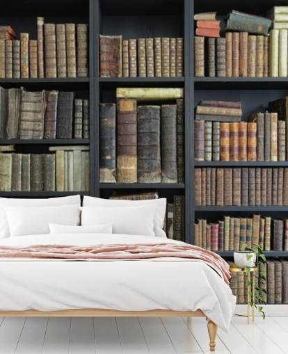vintage books on shelves wallpaper