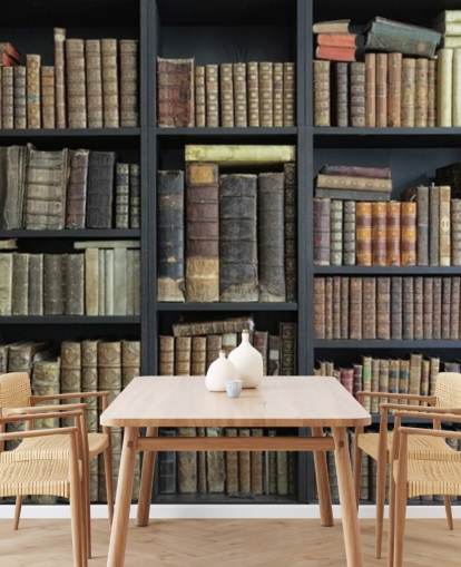 vintage books on shelves wallpaper