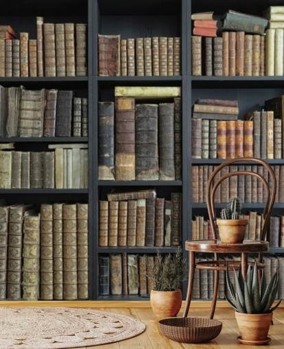 Vintage-Bücher in Regalen Tapete Vintage-Bücher in Regalen Tapete