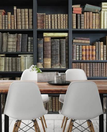 vintage books on shelves wallpaper