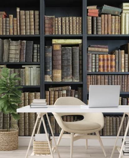 vintage books on shelves wallpaper