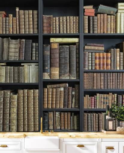 vintage books on shelves wallpaper