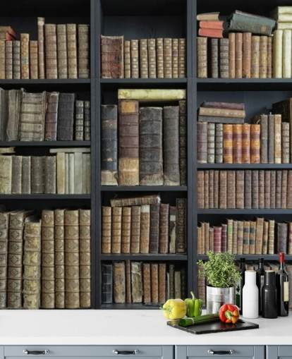 vintage books on shelves wallpaper
