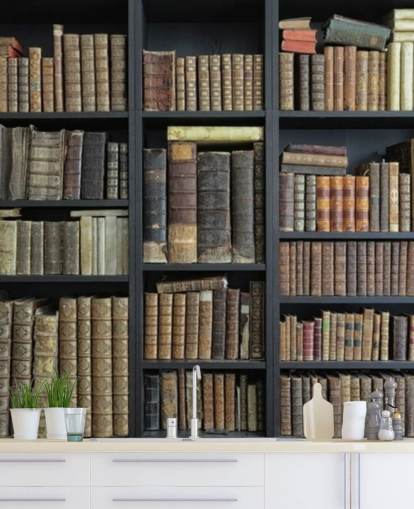 vintage books on shelves wallpaper