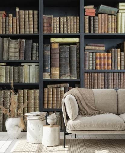 vintage books on shelves wallpaper