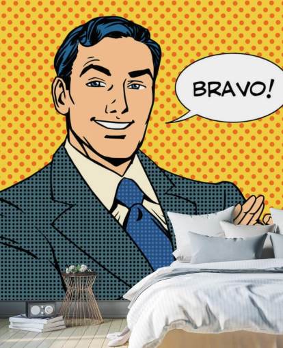 retro business man clapping hands and saying bravo wallpaper