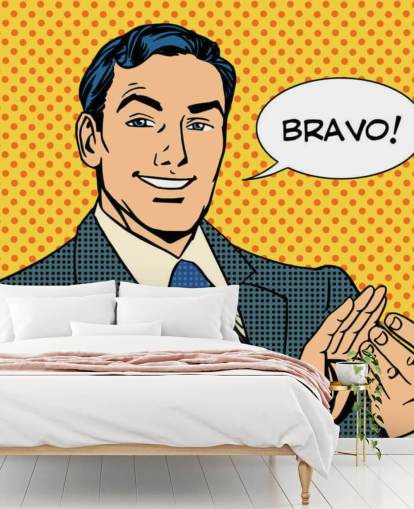 Retro-Geschäftsmann klatscht in die Hände und sagt Bravo Tapete Retro-Geschäftsmann klatscht in die Hände und sagt Bravo Tapete