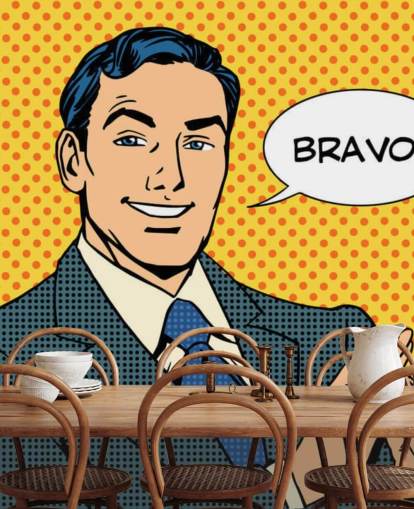 homem de negócios retrô batendo palmas e dizendo bravo wallpaper