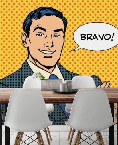 retro business man clapping hands and saying bravo wallpaper