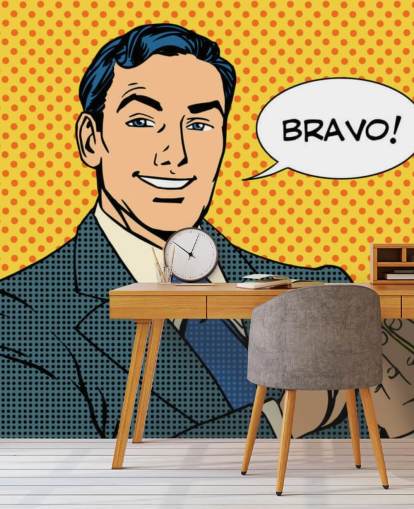 retro business man clapping hands and saying bravo wallpaper