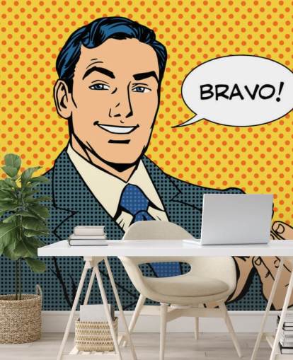 retro business man clapping hands and saying bravo wallpaper