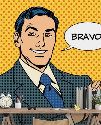 retro business man clapping hands and saying bravo wallpaper