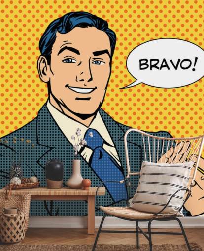 retro business man clapping hands and saying bravo wallpaper