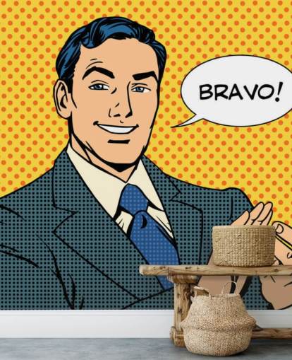 retro business man clapping hands and saying bravo wallpaper