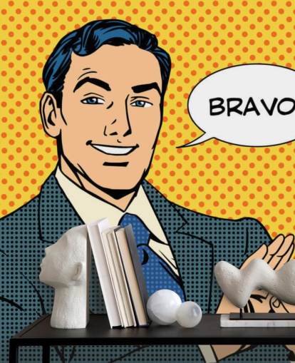 retro business man clapping hands and saying bravo wallpaper