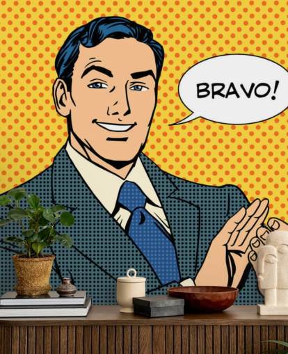 retro business mand klappe hænder og siger bravo tapet retro business mand klappe hænder og siger bravo tapet