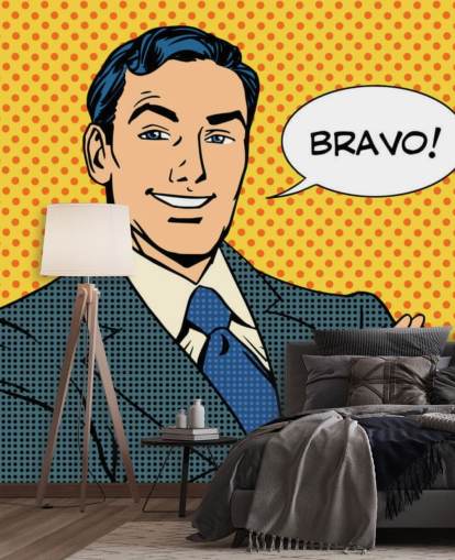 Retro-Geschäftsmann klatscht in die Hände und sagt Bravo Tapete Retro-Geschäftsmann klatscht in die Hände und sagt Bravo Tapete