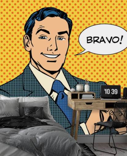 retro business mand klappe hænder og siger bravo tapet