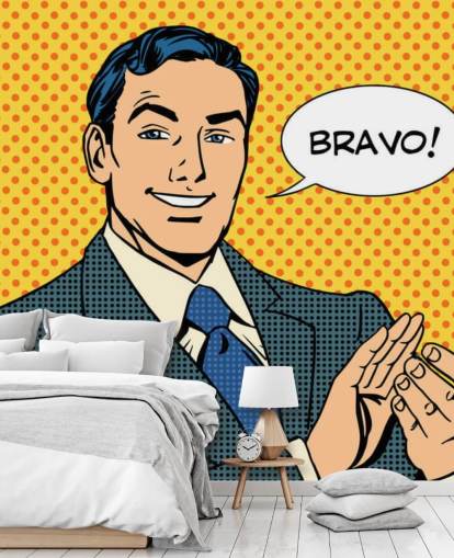 retro business man clapping hands and saying bravo wallpaper