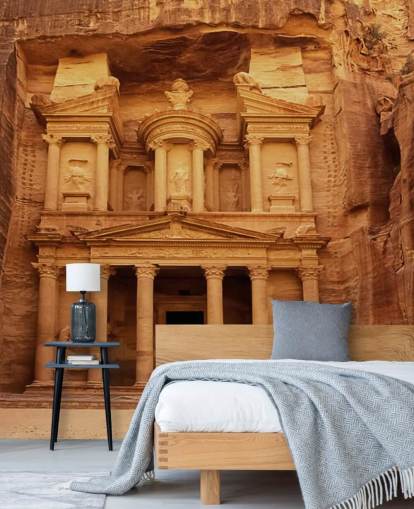 Petra Temple Carved into Rock Wall Mural