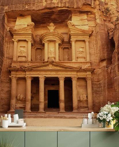 Mural de pared Templo de Petra tallado en roca