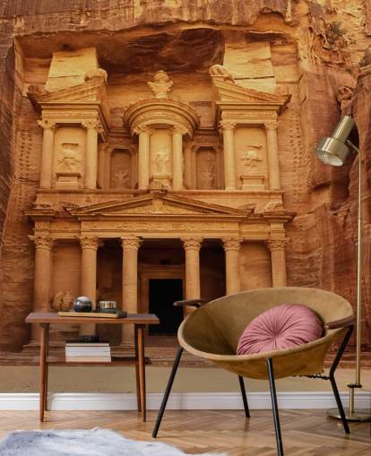 Petra Temple Carved into Rock Wall Mural