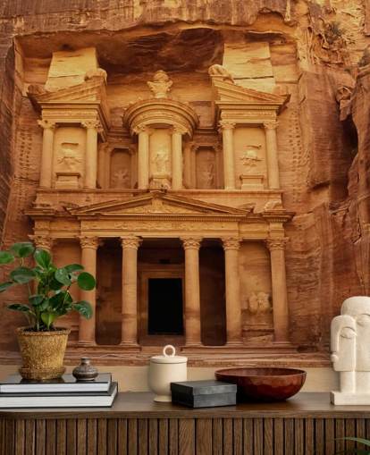 Petra Temple Carved into Rock Wall Mural