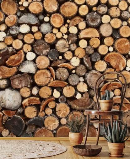 brown log wallpaper mural called Pile of Fire Wood for businesses brown log wallpaper mural called Pile of Fire Wood for businesses