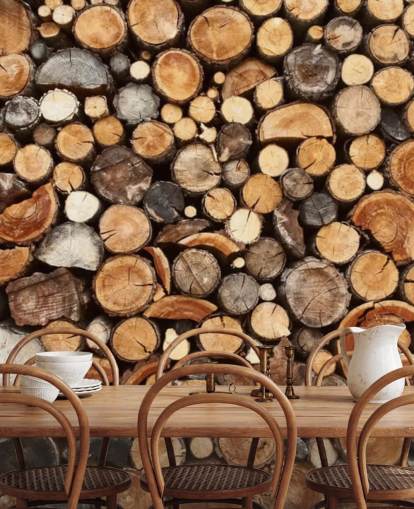 papier peint mural brun appelé Pile of Fire Wood pour les entreprises 