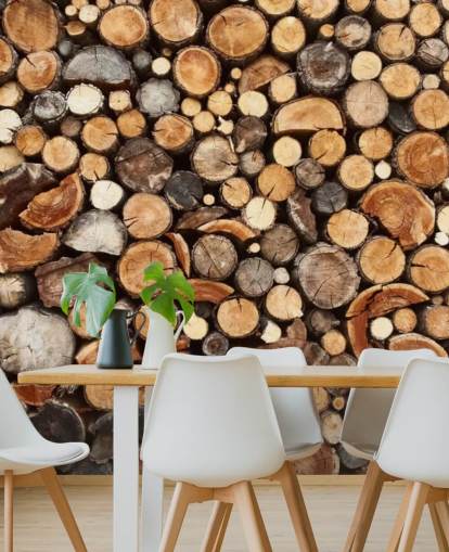 brown log wallpaper mural called Pile of Fire Wood for businesses brown log wallpaper mural called Pile of Fire Wood for businesses