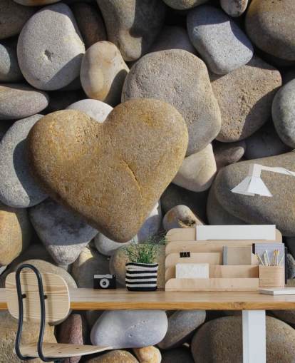 Kiesel-Herz Strand-Tapete