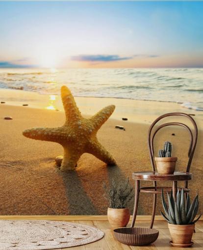 Star Fish on Beach Wall Mural