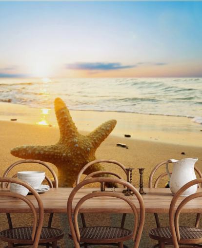 Star Fish on Beach Wall Mural