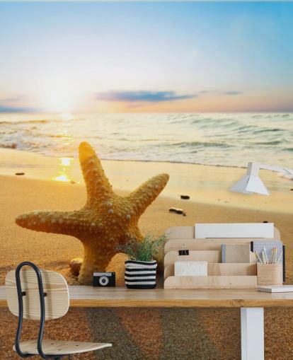 Star Fish on Beach Wall Mural Star Fish on Beach Wall Mural