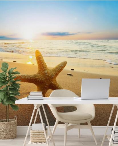 Star Fish on Beach Wall Mural Star Fish on Beach Wall Mural