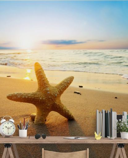 Star Fish on Beach Wall Mural Star Fish on Beach Wall Mural