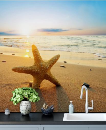 Star Fish on Beach Wall Mural