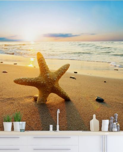 Star Fish on Beach Wall Mural