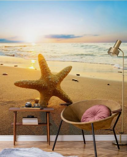 Star Fish on Beach Wall Mural