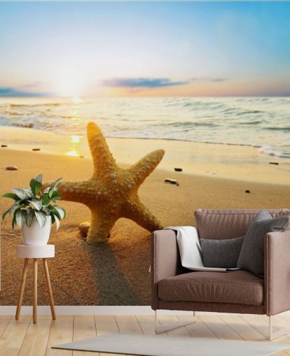 Star Fish on Beach Wall Mural Star Fish on Beach Wall Mural