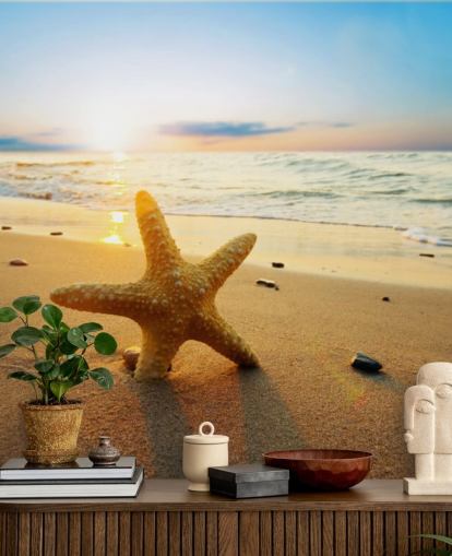 Star Fish on Beach Wall Mural Star Fish on Beach Wall Mural