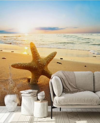 Star Fish on Beach Wall Mural