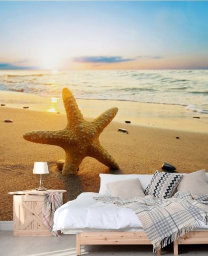 Star Fish on Beach Wall Mural Star Fish on Beach Wall Mural