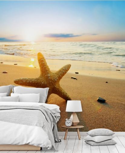 Star Fish on Beach Wall Mural Star Fish on Beach Wall Mural